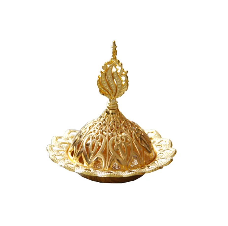 

Creative golden luxury hollow metal incense burner Middle East Arab exquisite desktop incense burner aroma diffuser, Gold