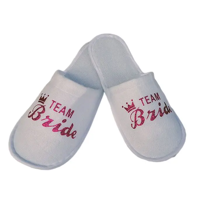 

Customized Logo Indoor House Hotel Sandals Hotel Slippers Wedding Essential Bridal Slippers Cotton Fabric White OEM Zhejiang