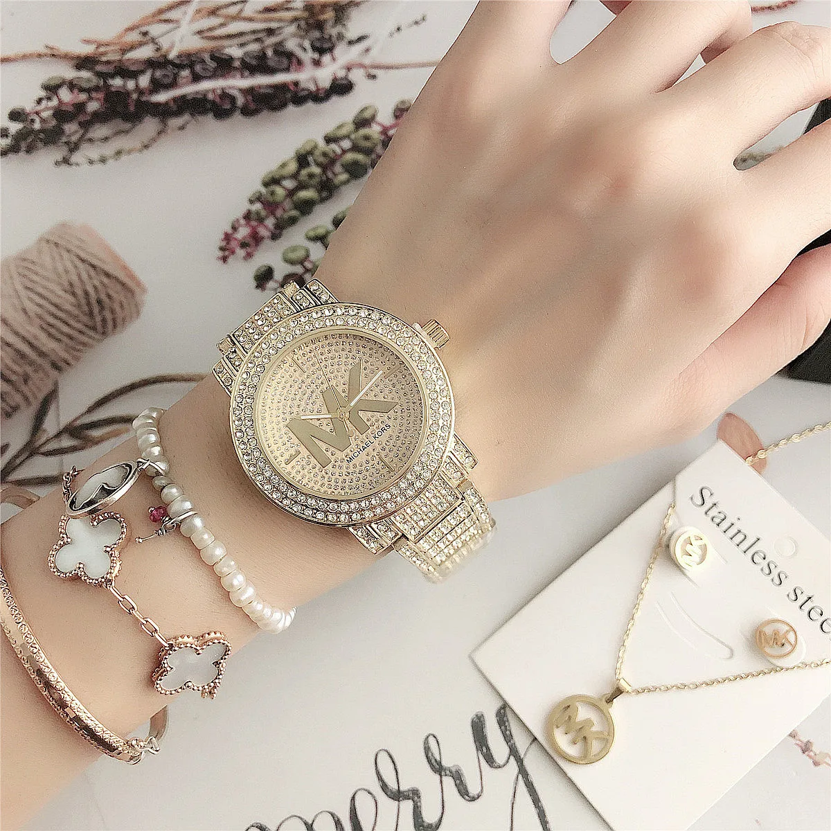 

MARCH PRO wholesale jewelry oem watch set gift ladies quartz watch MK reloj fashion watch, 5 colors