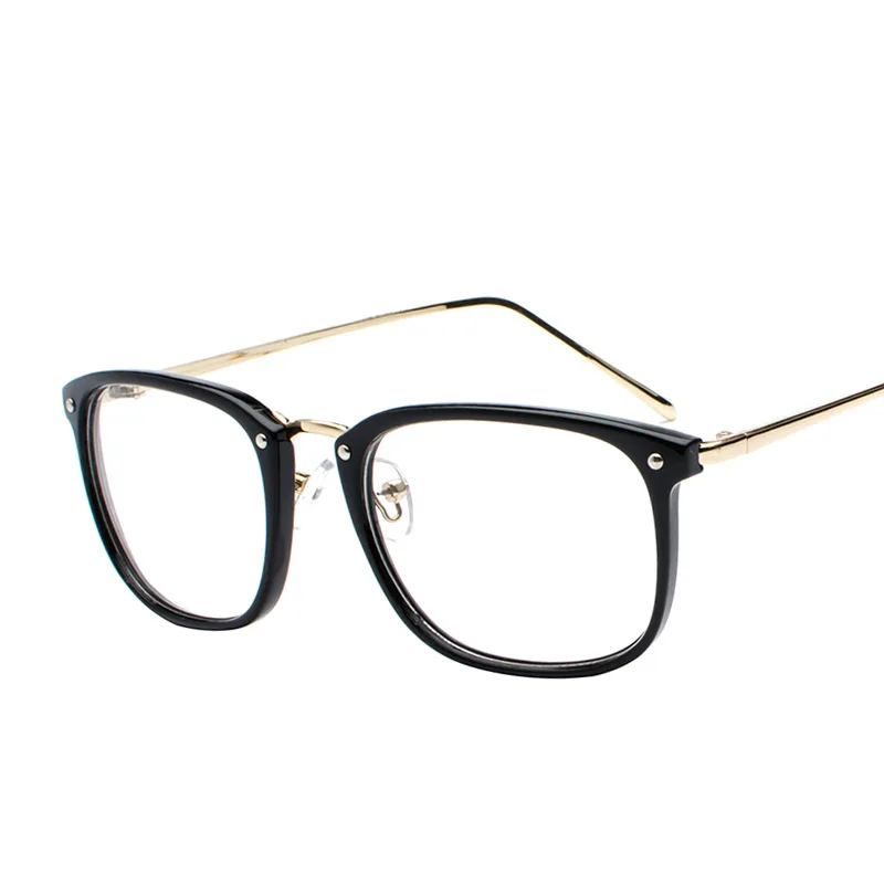 

HBK Women Vintage Glasses Frame Plain Mirror Square Metal Optical Frame Eyeglasses Clear Lens Oculos PG0132