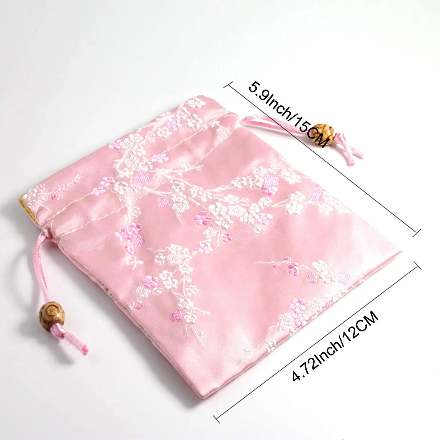 

Satin Brocade Jewelry Pouch Drawstring Gift Bags Coin Purse Flower Embroidered Sachet Candy Chocolate Bag, Black, blue, green, grey, pink, white, yellow, etc