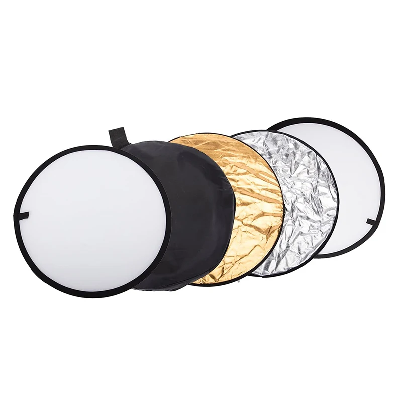 

Godox Photography Lighting Reflector 43"/110cm Portable 5 in 1 Collapsible Round Multi Disc Studio Photo Reflector, 5 color(gold/sliver/black/white/transparent)