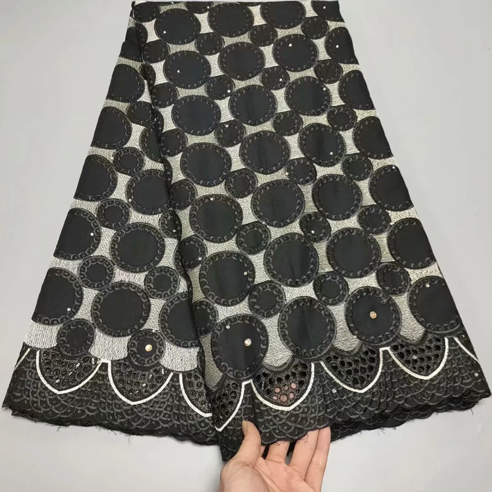 

Sinya Hot Sell Nigerian Design Cotton Embroidery Lace Fabric With Stones High Quality Handmade French Swiss Voile Lace