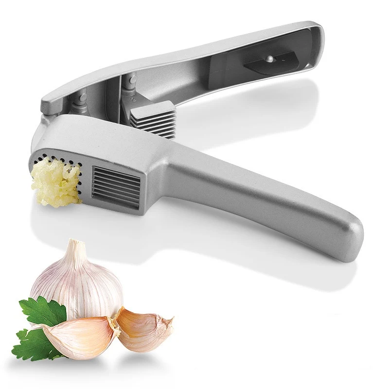 

Amazon kitchen Tools New Handle Type Stainless Steel Garlic Presser 2 in 1, Sliver