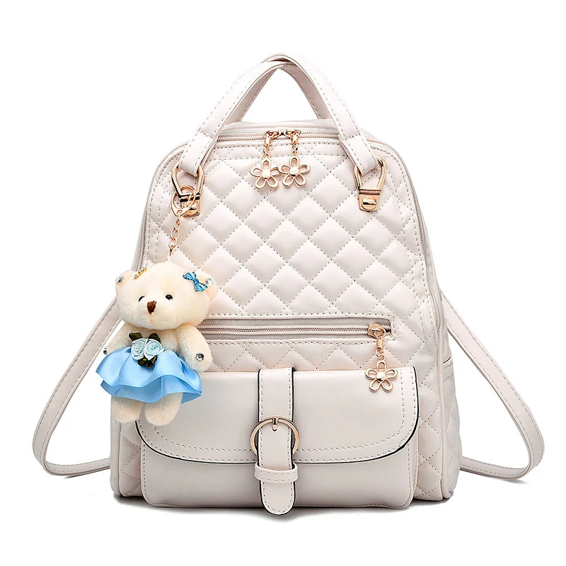 

trendy diamonds lattice pu leather backpack for ladies