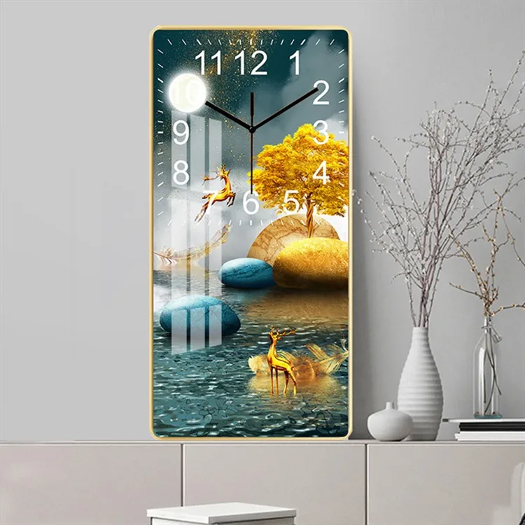 

Brand Rectangular crystal porcelain clock Paper coated dial Living Room Modern home decoration Cheap Plastic wall clocks
