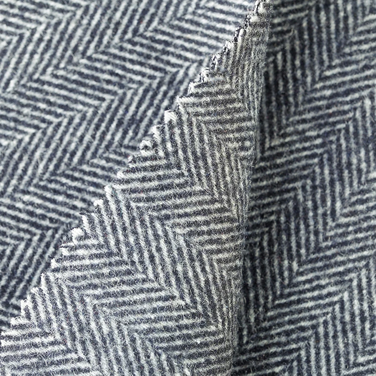 
Double-sided wool herringbone fabric for overcoat 