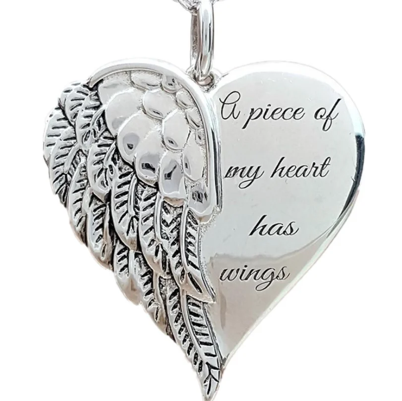 

Wing pendant angel wings lettering necklace