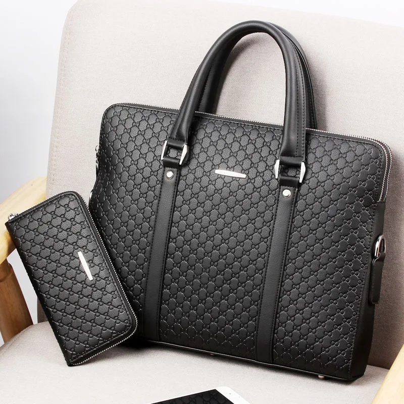 

Men's Microfiber Leather Briefcase PU Leather Business Laptop Bag