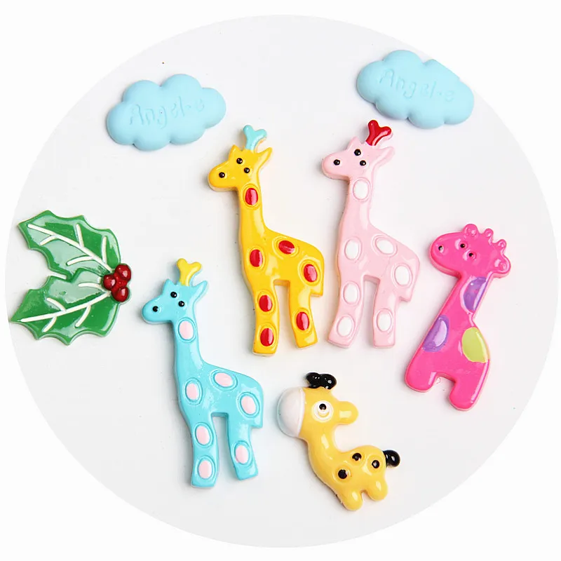 

Free Shipping Various Shape Giraffe Resin Crafts Cute Cartoon Animals Flatback Scrapbooking Decorative Resin Embellishments, Yellow,rose,pink,blue