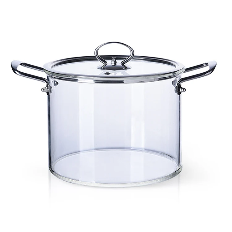 

heat resistant glass cooking pot borosilicate glass pots with cover cookware sets for sale, Transparent
