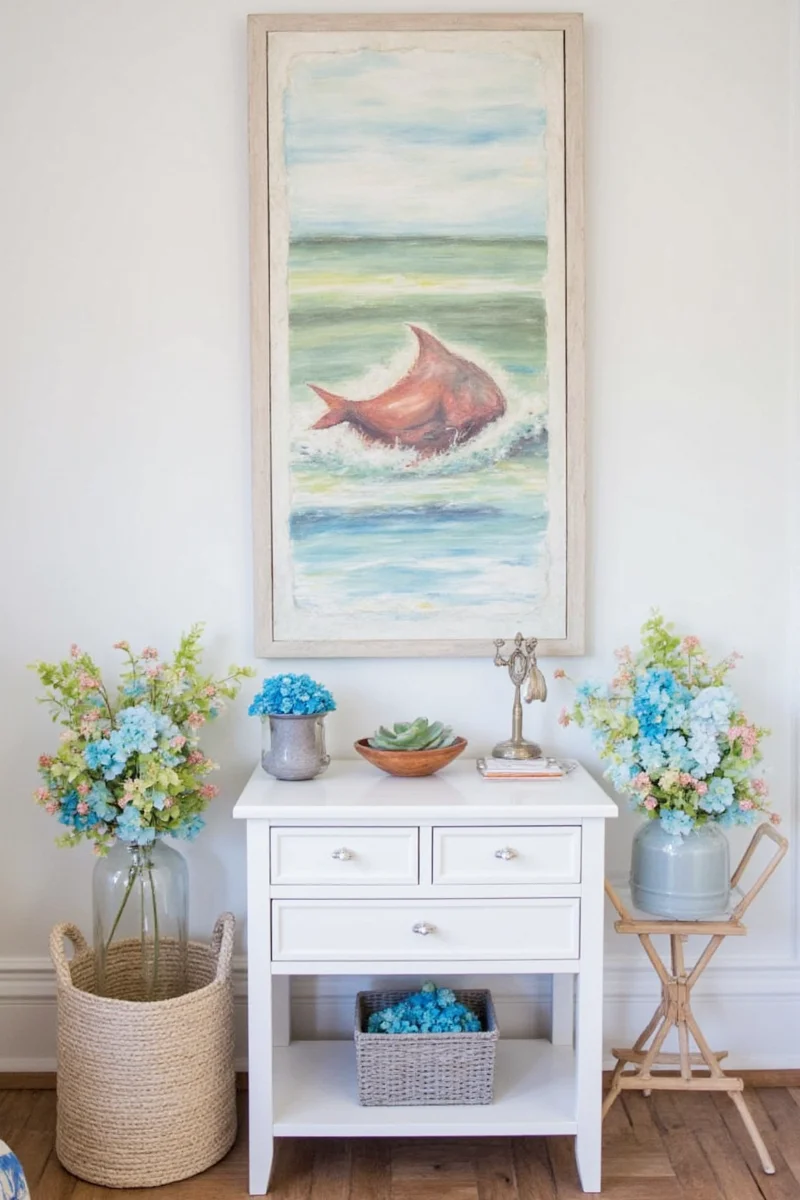 A colorful Mermaid Cottage exterior in Tybee, GA
