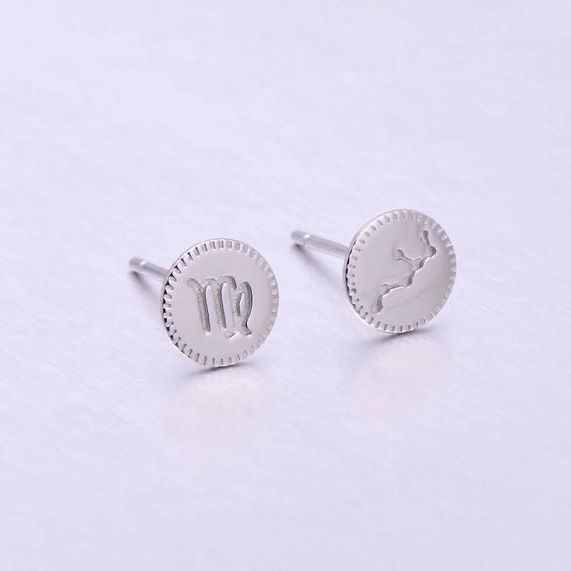 

Daidan Horoscope Constellation Coin Sterling Silver 925 Jewellery Zodiac Mens Women Stud Earrings