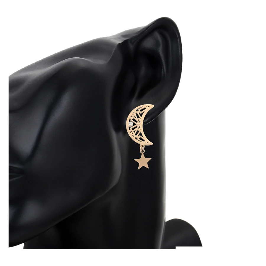 

80154 Xuping 2021 New factory wholesale Rose gold gold-plated Star Moon Charm Earrings with Stone