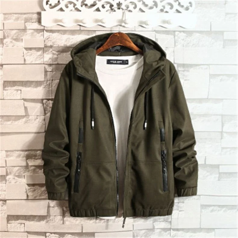 

Designer Fashion Hooded Casual Men's Jackets, Black/army green