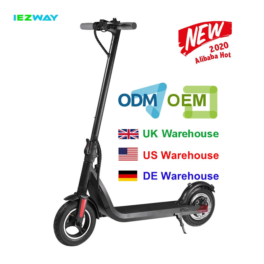2020 iEZway China Factory New Product 10inch 350W 36V7.5AH Electric Scooter Foldable With 2 Wheels, Black