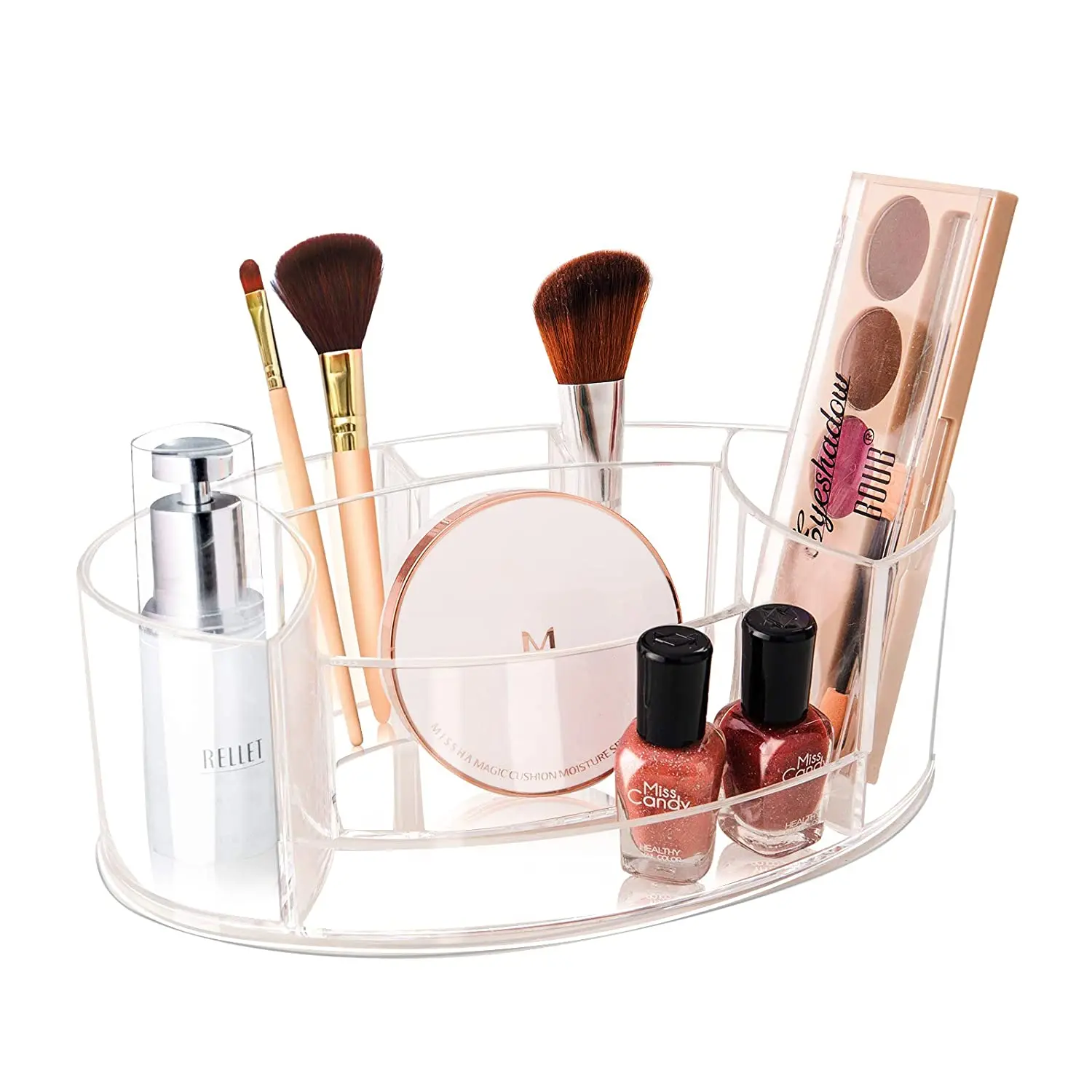 

Clear Makeup Organizer Acrylic Small Makeup Organizer For Vanity Cabinet Bathroom 7Compartments Make Up Brush Holder Storage Box, Transparent