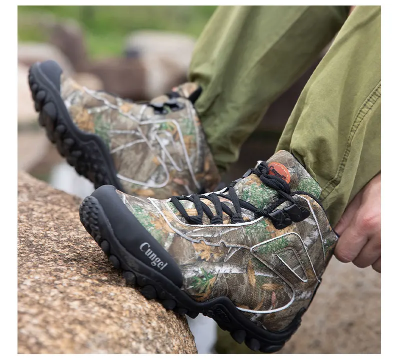 Outdoor Waterproof Climbing Fishing Hunting Hiking Boots Fashion Camo Shoes 