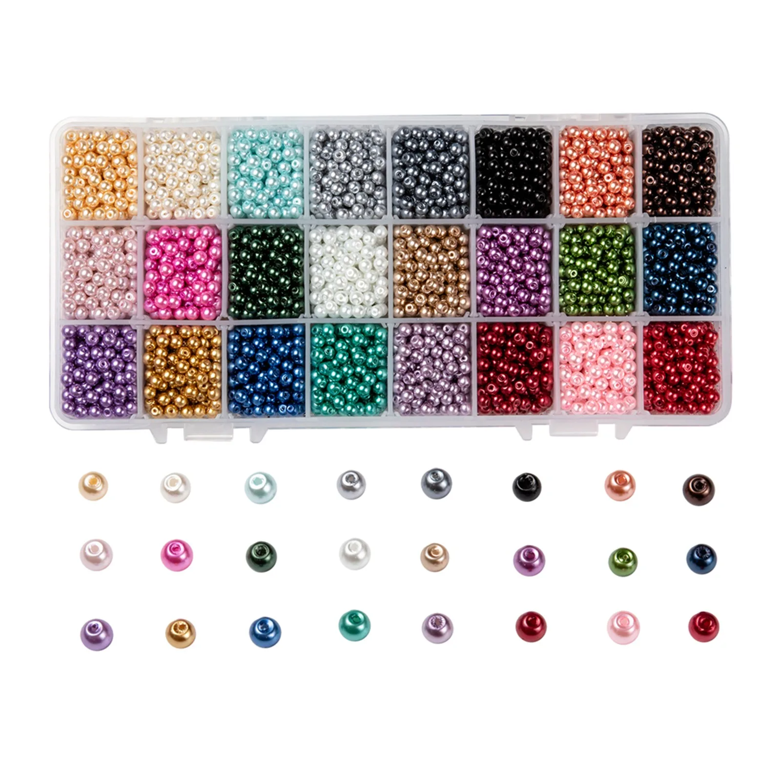 

Pandahall 4mm 24Color Handmade Round Pearlized Glass Beads