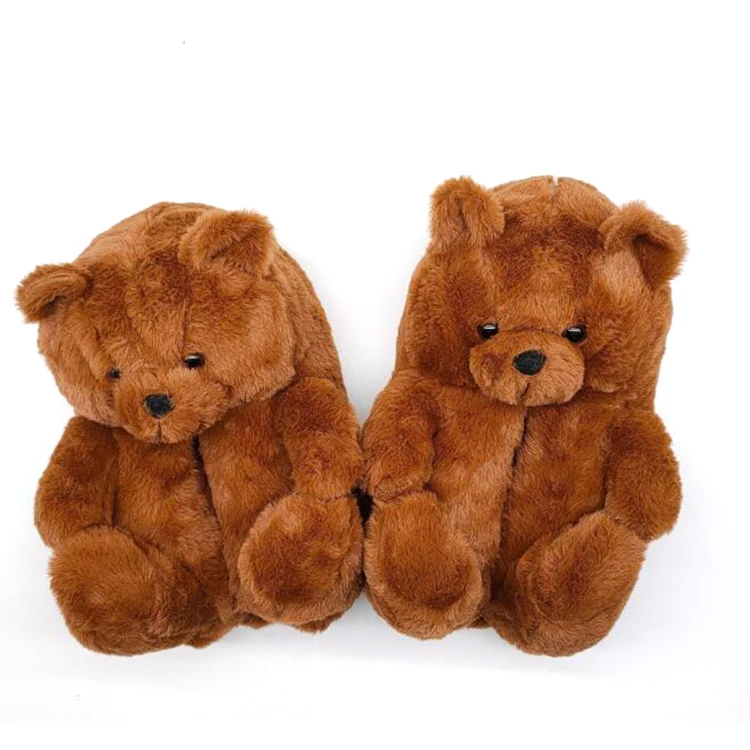 

2D0103 Lovely plush cheap custom bedroom animal teddy bear slipper