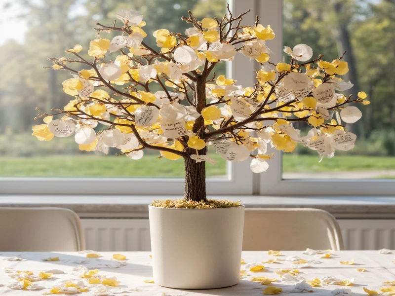 Thankful tree centerpiece with handwritten notes
