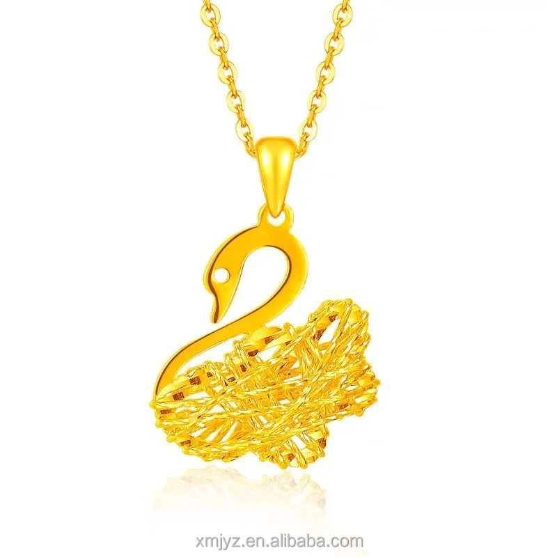 

Certified [Support One Generation] 18K Yellow Gold Little Swan Pendant Necklace Au750 Hollow Quality Simple Jewelry