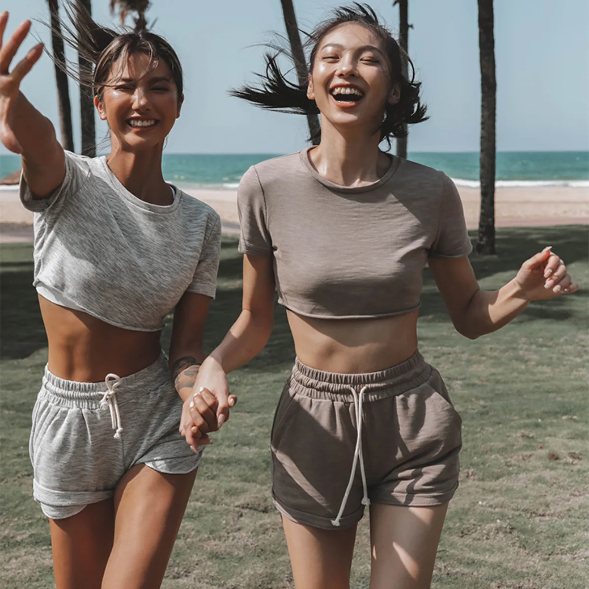 

MIYU 2021 Hot sale custom summer jogger two piece short set women crop top and pants biker shorts matching for ladies, Customized color