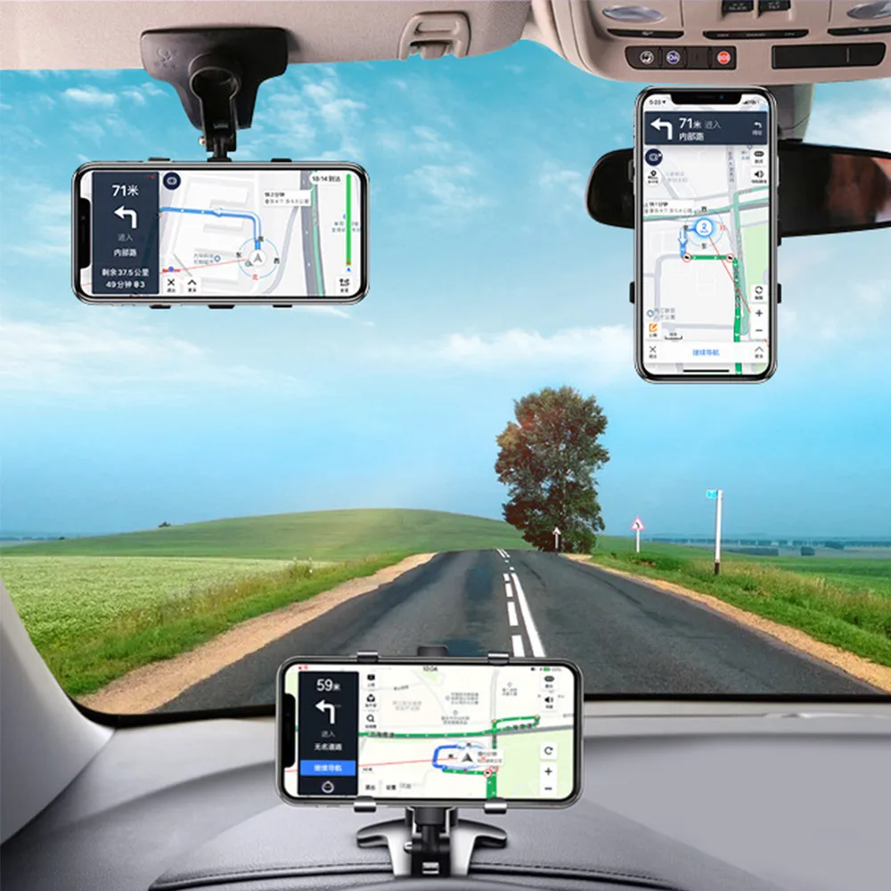 

Laudtec Dashboard Car Phone Holder Rearview Mirror Sun Visor In Car GPS Navigation Bracket 360 Degree Mobile Phone Stands, Black