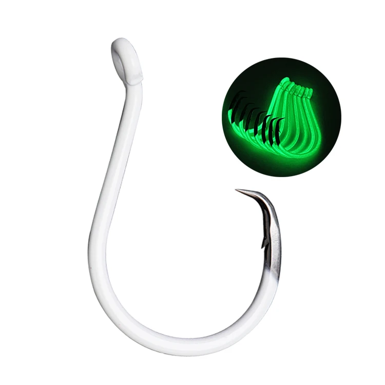 

Packaging High Quality High Carbon Steel White Luminous Offset Hook Circle Fishing Fishing Hooks, Luminous white