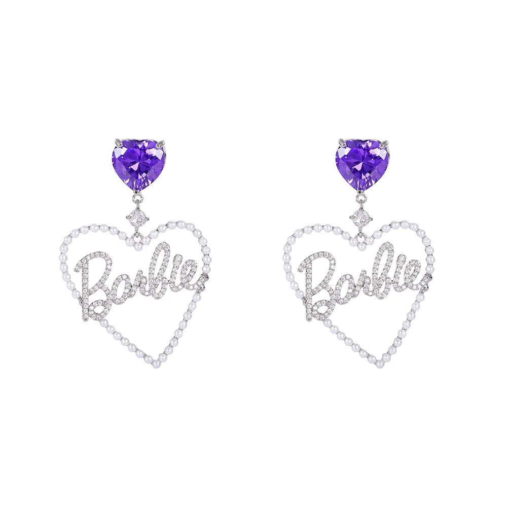

Fashion jewelry the heart letter platinum plated the pearl earrings zircon cute christmas indian earrings jhumka for women, Picture shows