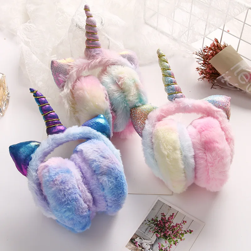 

Wholesale Kids Accessories Fashion Winter Ear Muffs Ear Warmer Kids Lovely Plush Unicorn Earmuffs Ear Cover C21