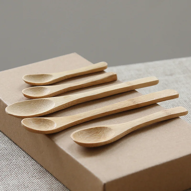 

Food Grade Reusable Mini Bamboo Wooden Tea Honey Spoon Kitchenware, Natural