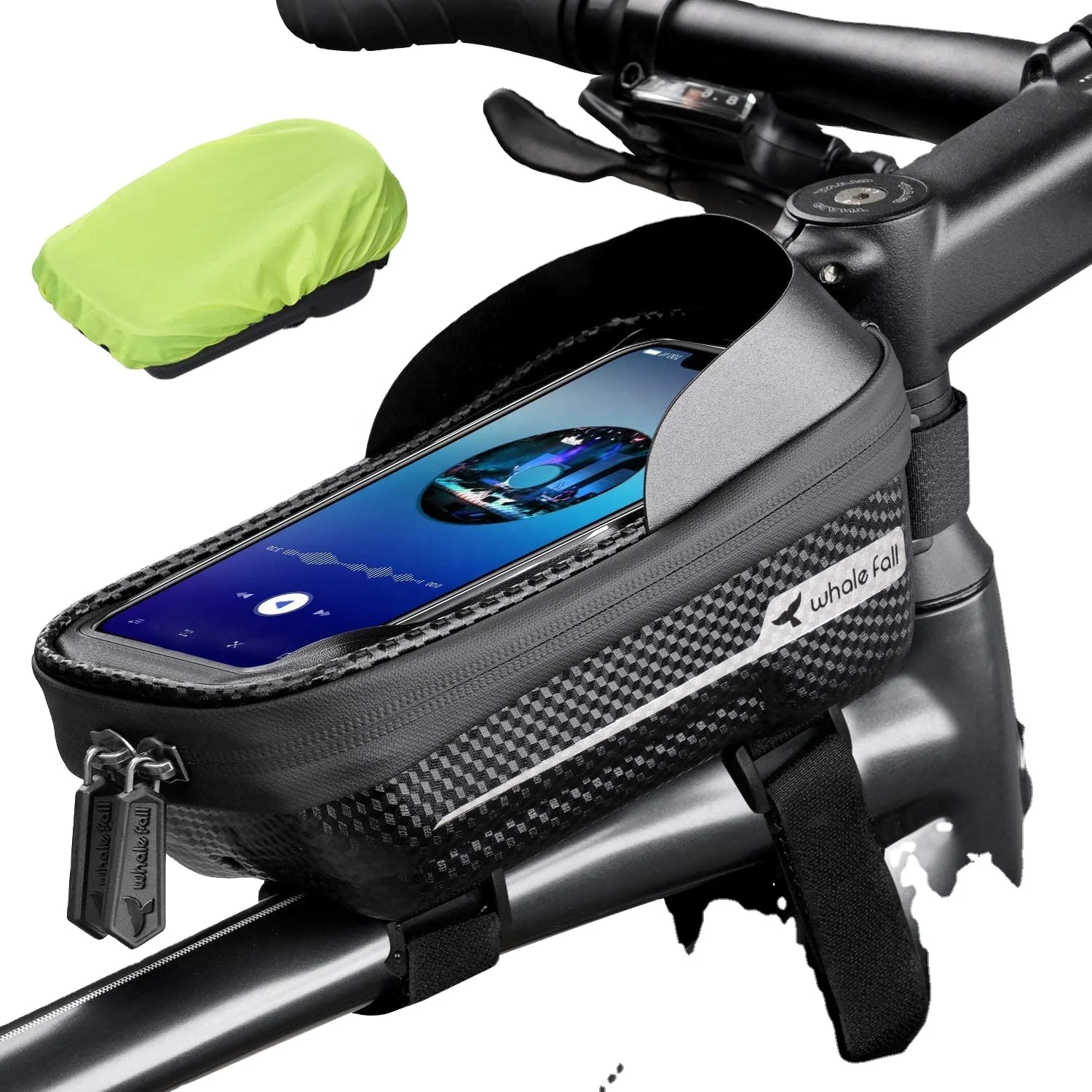 

RTS TPU Touch-Screen Waterproof Bike Frame Bag Bike Phone Bag Bicycle Cell Phone Holder for GPS, Black/colorful