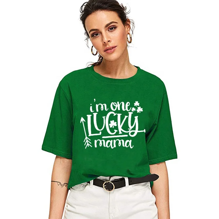 

I'm one Lucky mama letter short sleeve t-shirt
