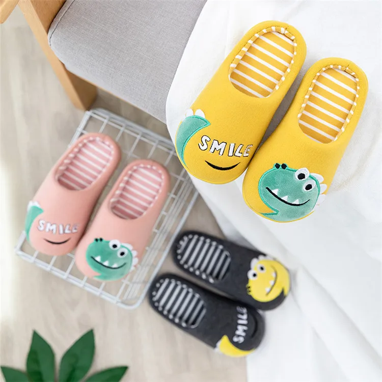 

Lovely cartoon dinosaur keep warm home indoor cotton children kids slippers winter slipper, Picture showed