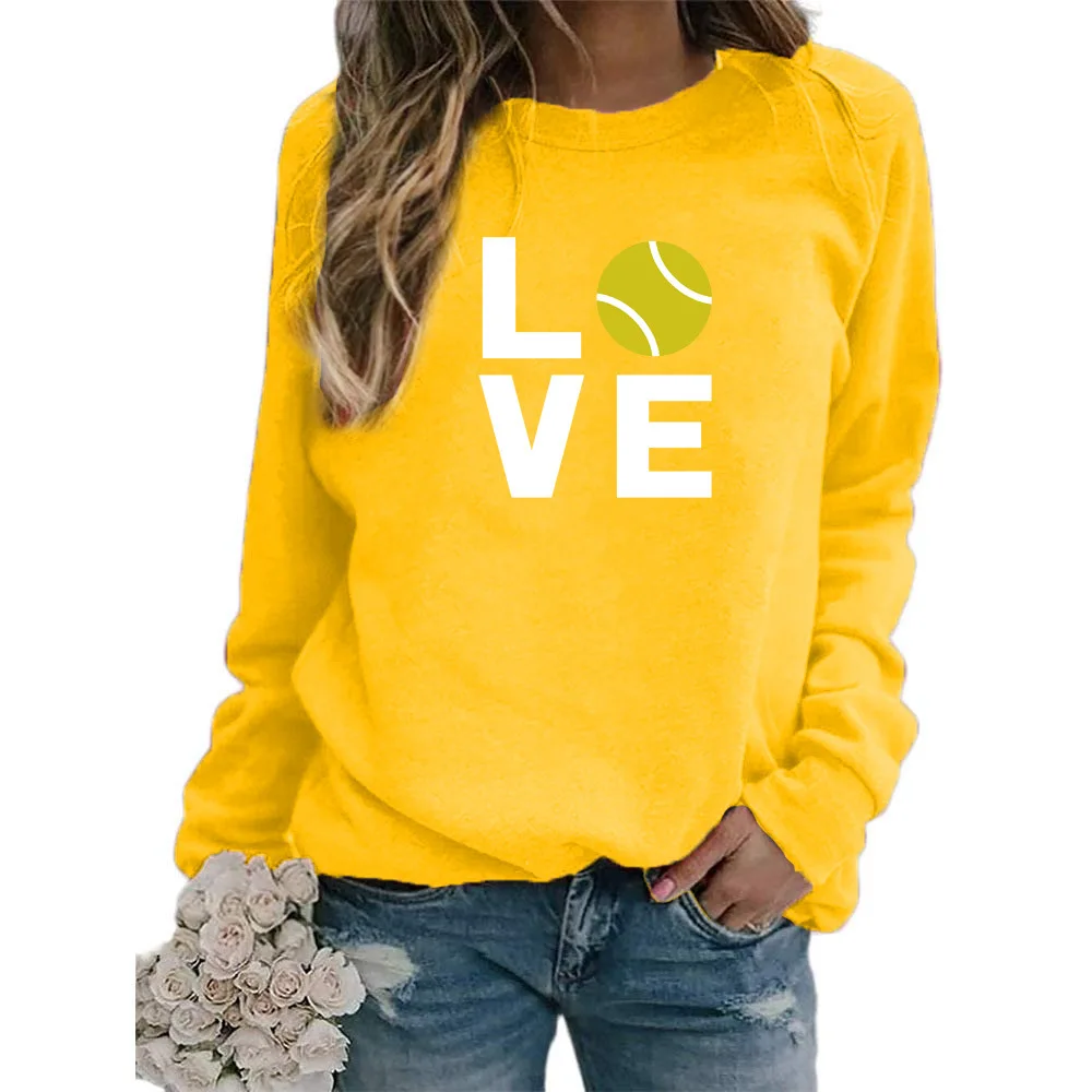 

Fashion casual pure color hoodies love print round neck hoodies