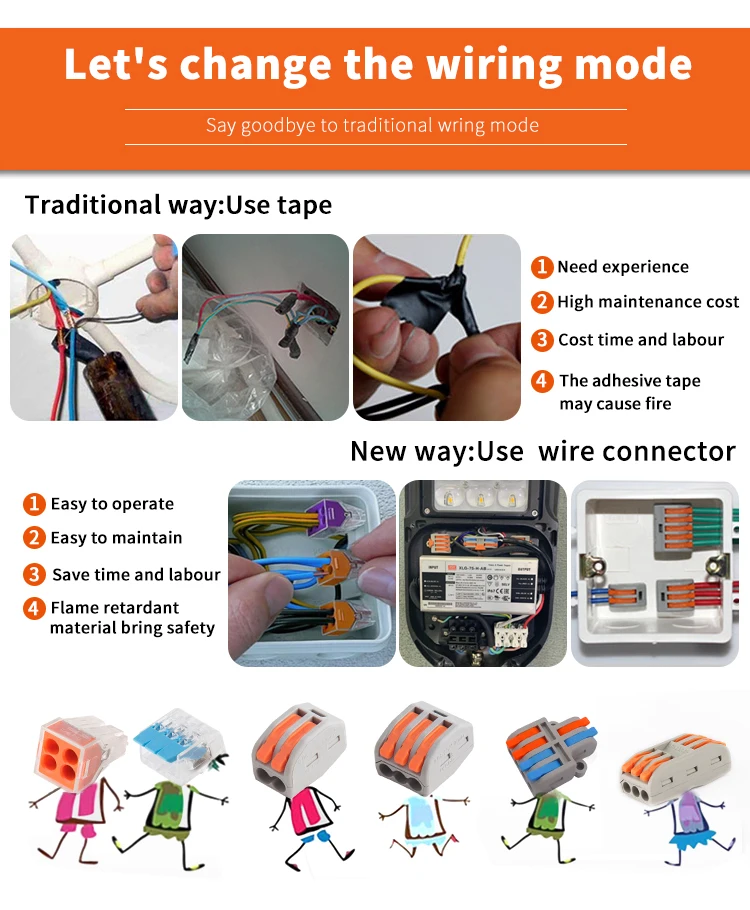 4 in 4 out SPL-4 LEVER-NUTS 4 Conductor Compact push in wire connectors wire to wire type 4 holes terminal block