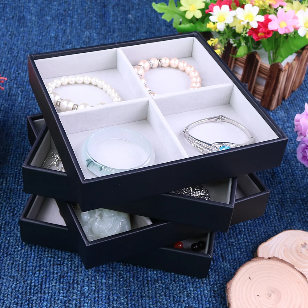 Retail Black Leather Stackable Jewelry Packaging Tray With Lid Buy