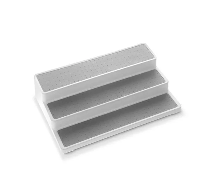 

3 Tiers Spice Rack Non Skid Shelf Kitchen Pantry Cabinet Organizer, White+gray