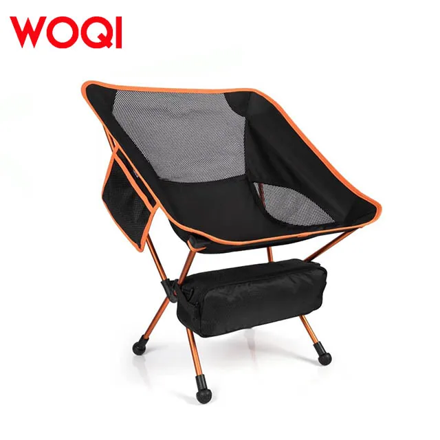WOQI Outdoor Leisure Lightweight Aluminum Adjustable Folding Camping Chair Backrest Moon Chair Suitable for Hiking Travel