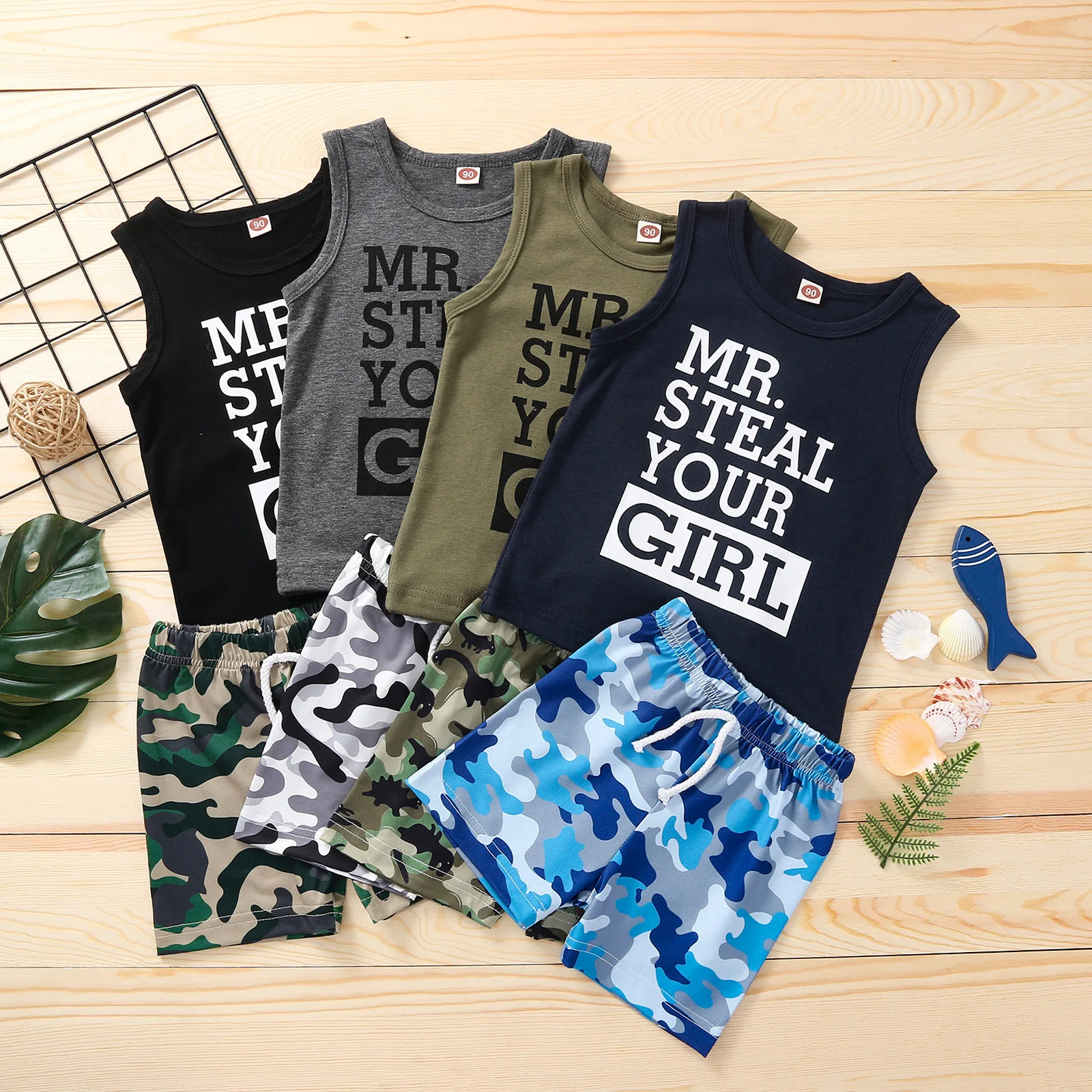 

Hot Sale Baby Boys Summer Clothes 1 to 3 Years Old Custom Baby Boys T Shirt and Shorts Outfits, Accept customized color