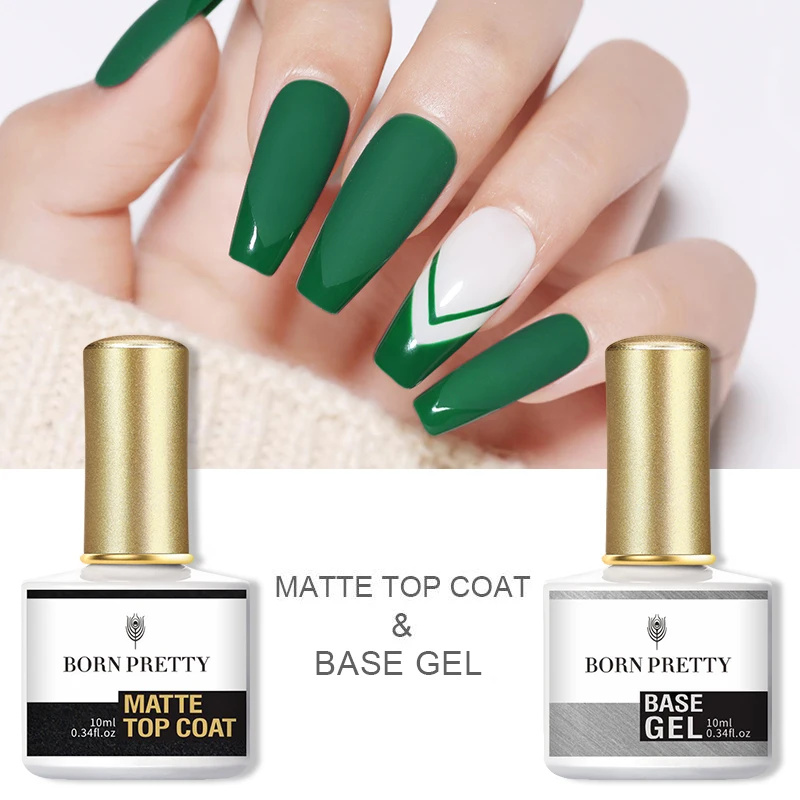 

BORN PRETTY 10ML Long-lasting Functional Gel Nail Gel Polish No Hurt Base Gel Top Coat Matt Top Coat, Clear