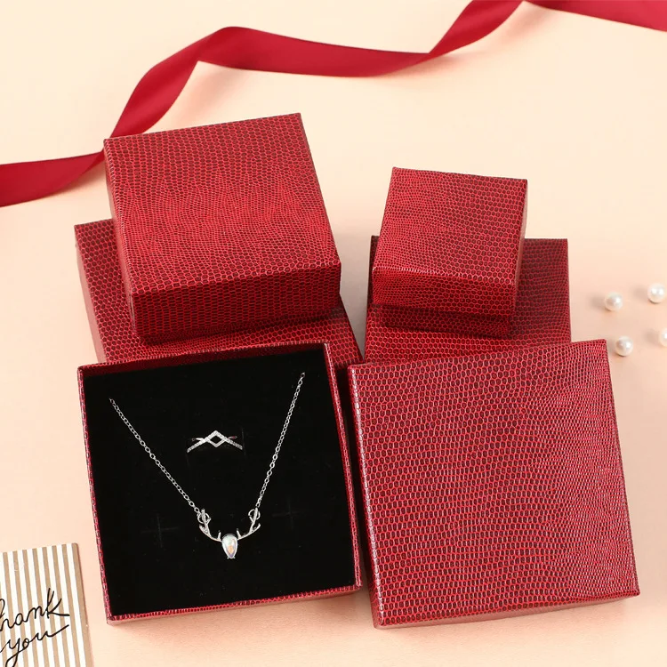 

High Quality Paper Jewelry Box Bracelet Necklace Ring Earrings Small Packaging Boxes Jewelry Packaging Box, Red