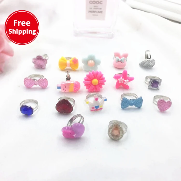 

Children's cartoon resin ring gemstone carton packaging ring size adjustable ring