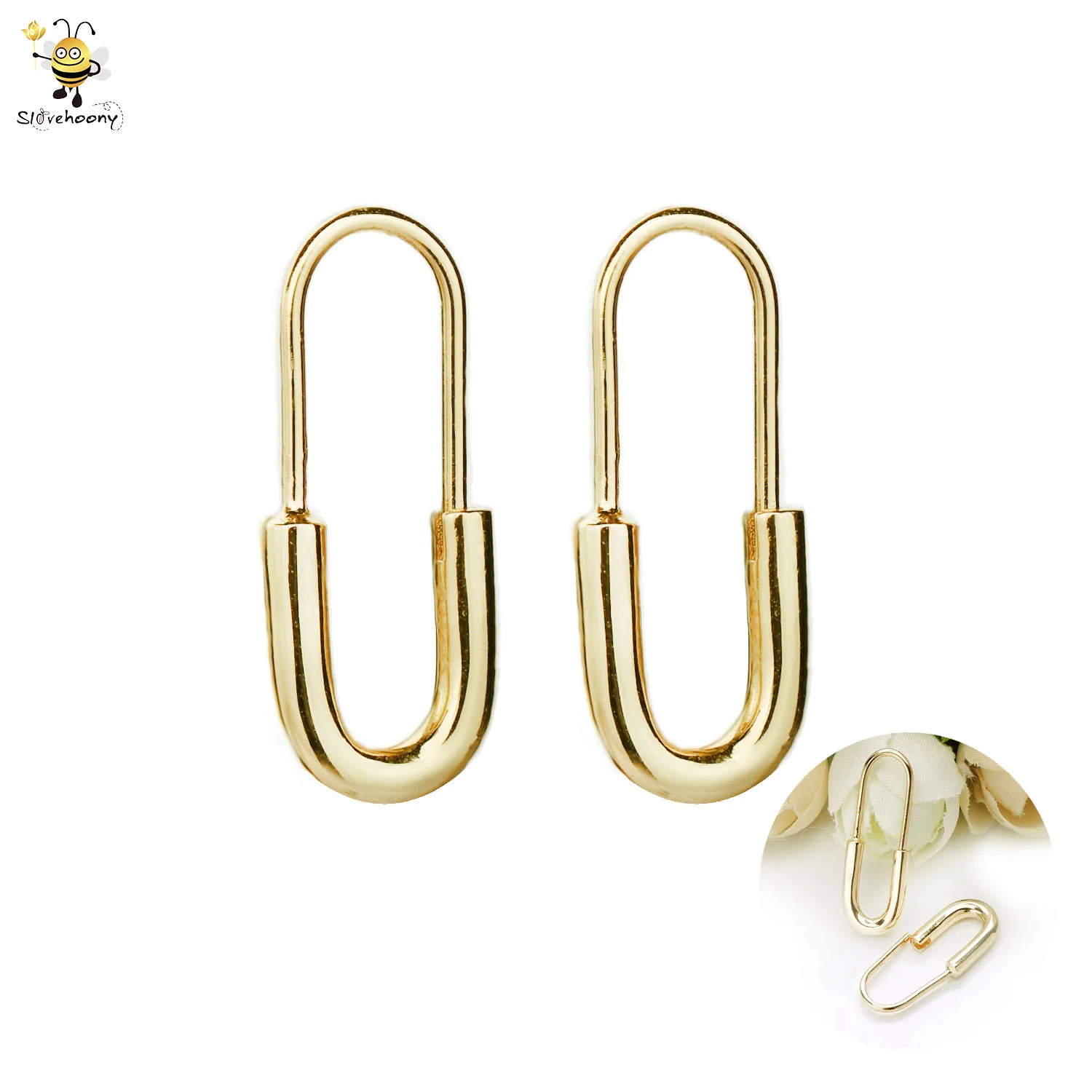 

Low MOQ Fashion Pure Solid Silver S925 Sterling 18k Gold Plated Oval Shape Big Size Women Piercing Earrings, Silver/18k gold plated