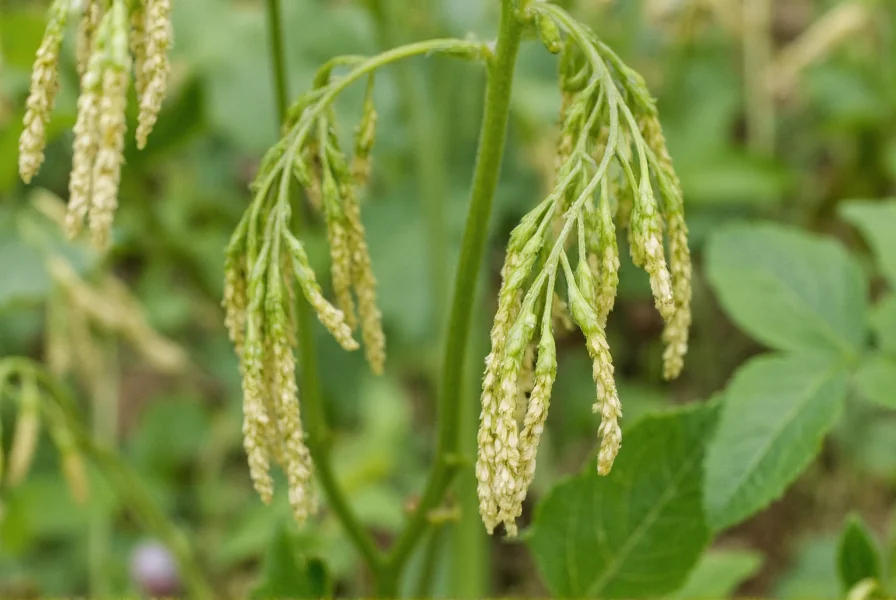 Anise seeds growing on plant in garden setting, showing mature seed pods on green stalks