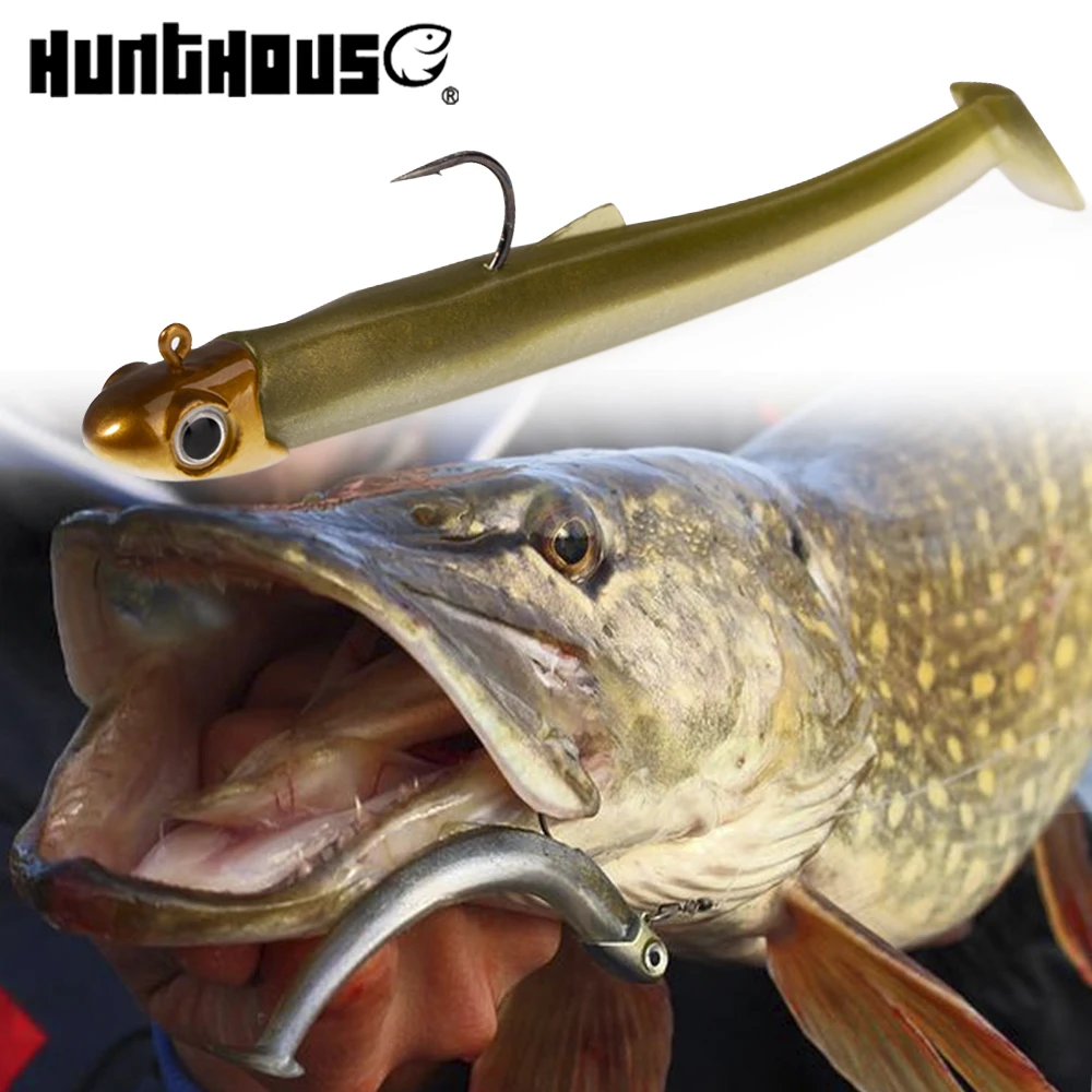 

Hunthouse new soft bass lure soft fishing lures Jig Head Soft Body black minnow, 6 colors