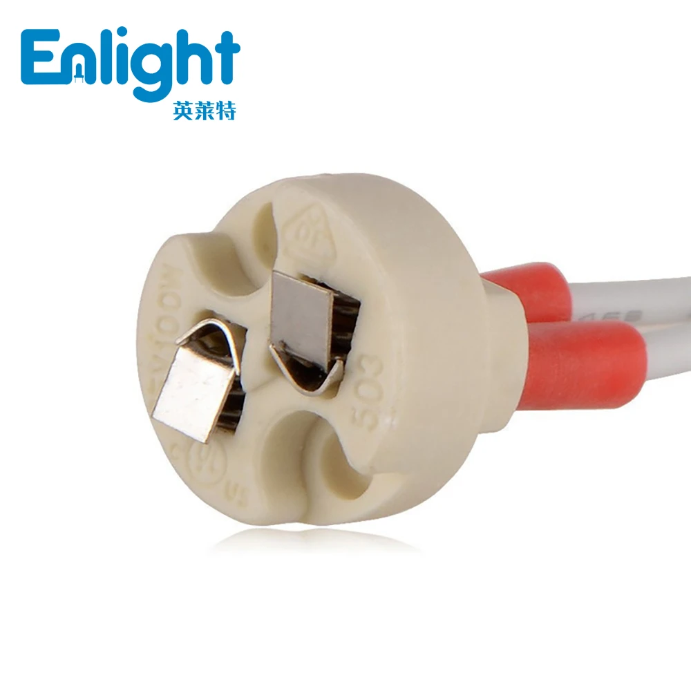 
Durable G5.3 Gu5.3 Light Socket, CE Halogen led MR11 MR16 lamp holder, Ceramic spotlight lamp holder with 10cm Silicon Wire 