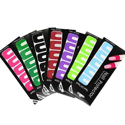 

Nail Polish Protector Disposable Peel Off Sticker U-shape Tape For Decorations Nail Art Nail Painting Stamping Manicure Tool, Pink, dark red, purple, green, light green, black, blue, nail painting