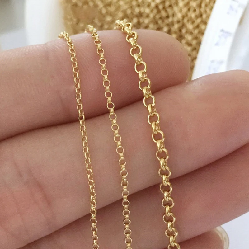 

Hot Sale Fashion 14K Gold Filled Jewelry Rolo Chain Necklaces for Women DIY Making